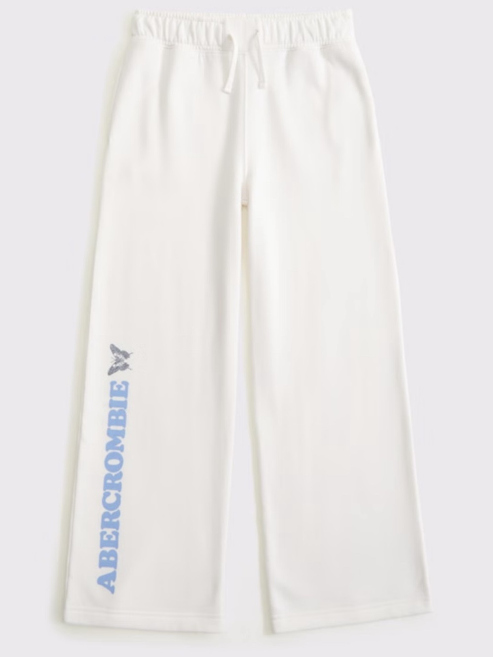 Abercrombie kids girls logo wide leg sweatpants 9/10 long tall cream